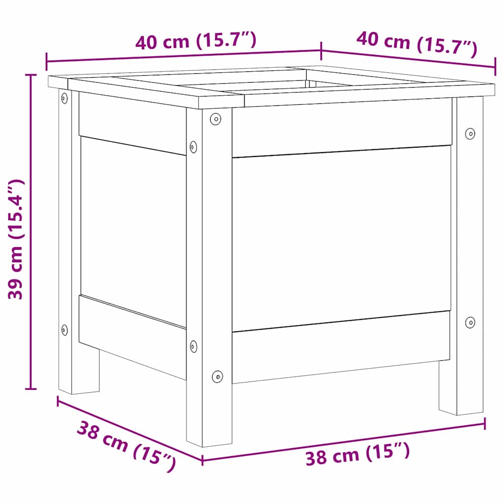 Γλάστρα Κήπου Κερωτό καφέ 40 x 40 x 39 cm Στερεά ξυλεία πεύκου