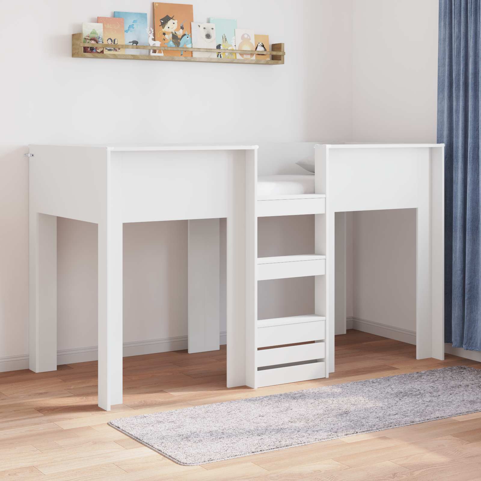 Κρεβάτι Κουκέτα για Παιδιά Λευκό 75 x 190 cm Επεξεργασμένο ξύλο - Pakobazaar