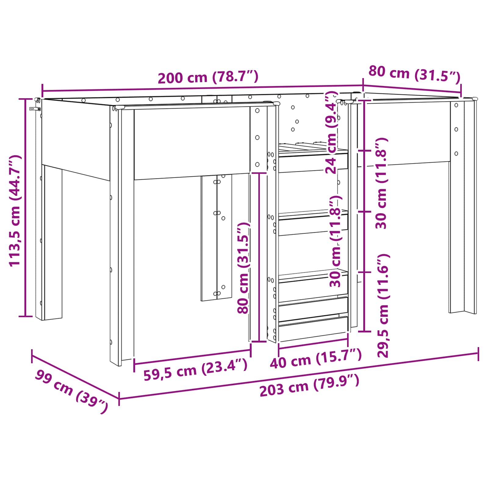 Κρεβάτι Κουκέτα για Παιδιά Artisan Oak 80 x 200 cm - Pakobazaar
