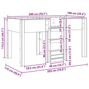 Κρεβάτι Κουκέτα για Παιδιά Παλιό ξύλο 100 x 200 cm