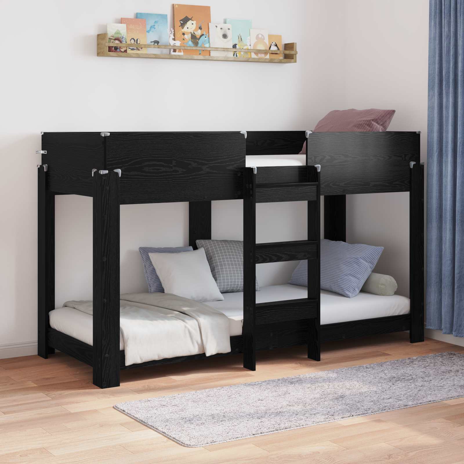 Κρεβάτι Κουκέτα για Παιδιά Μαύρη Οξυά 75 x 190 cm - Pakobazaar