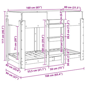 Κρεβάτι Κουκέτα για Παιδιά Μαύρη Οξυά 80 x 160 cm - Pakobazaar