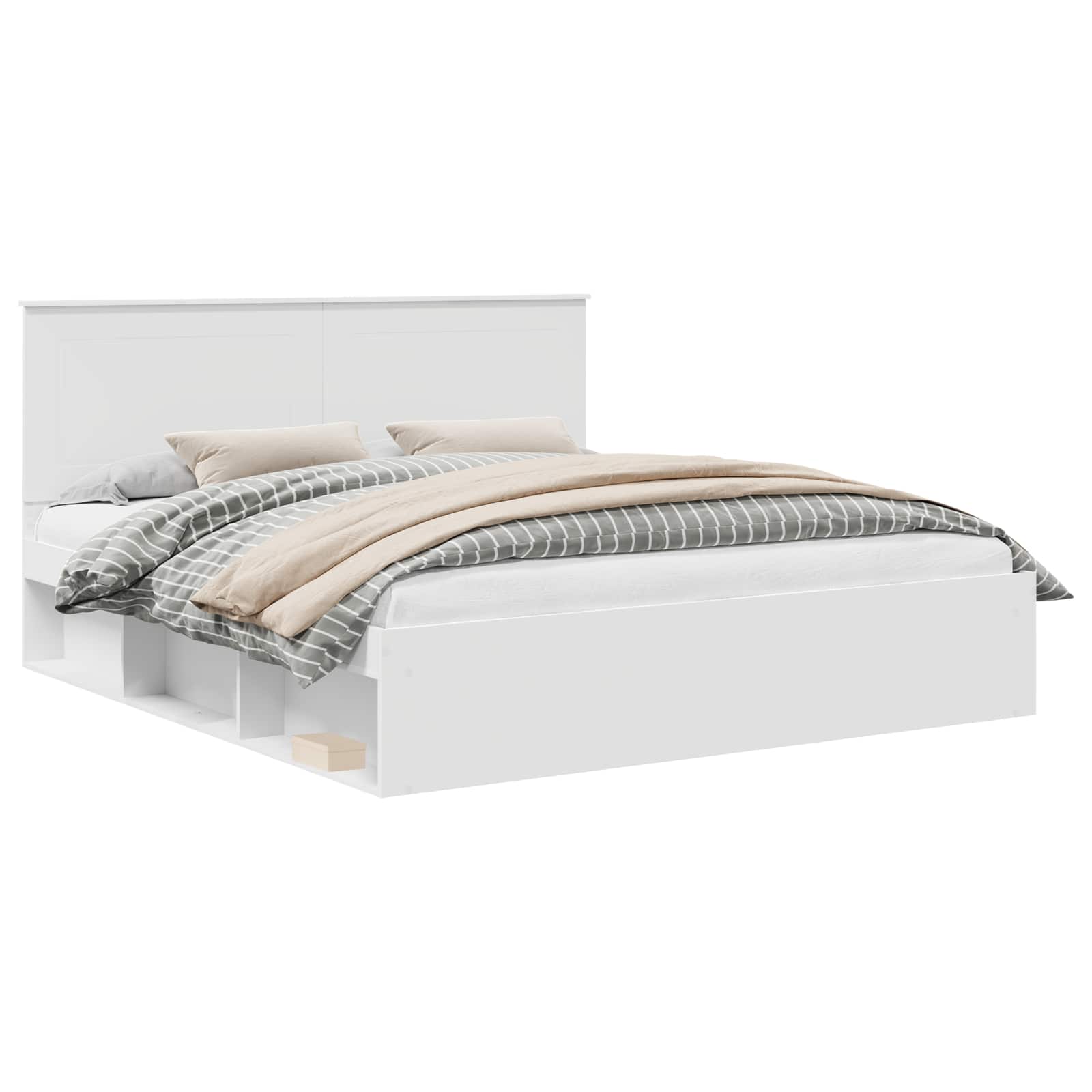 Σκελετός Κρεβατιού Λευκό 200 x 200 cm Στερεά ξυλεία πεύκου