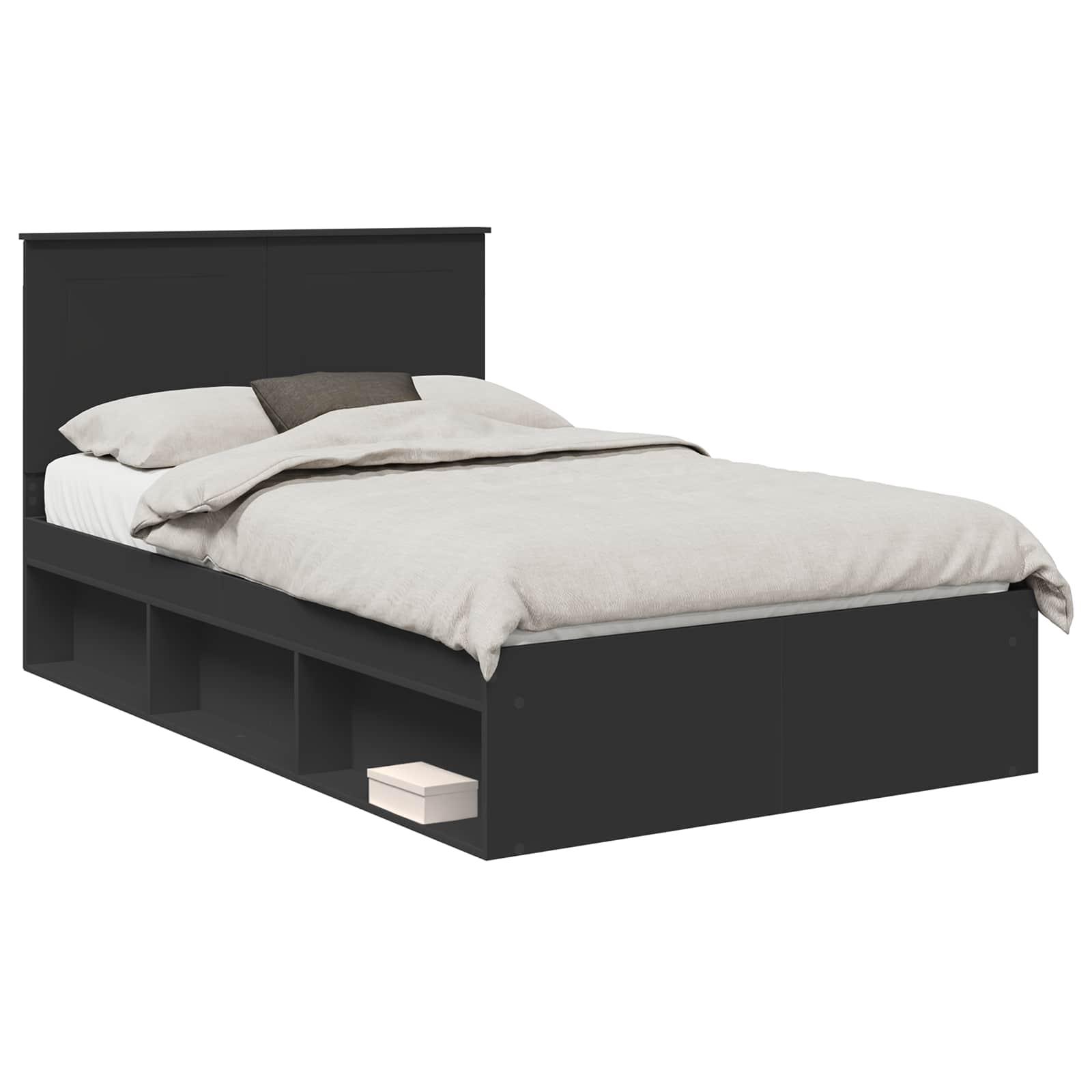 Σκελετός Κρεβατιού Μαύρο 135 x 190 cm Στερεά ξυλεία πεύκου