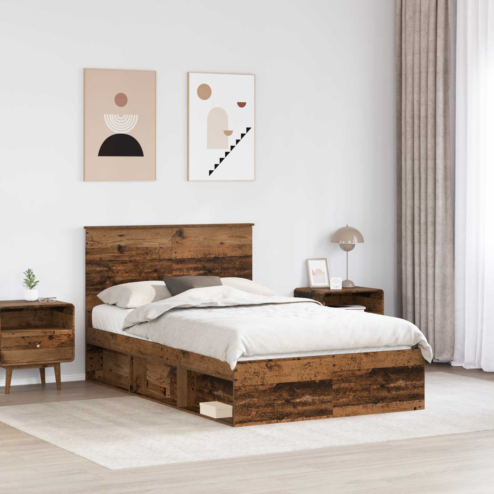 Σκελετός Κρεβατιού Παλιό ξύλο 120 x 190 cm Στερεά ξυλεία πεύκου