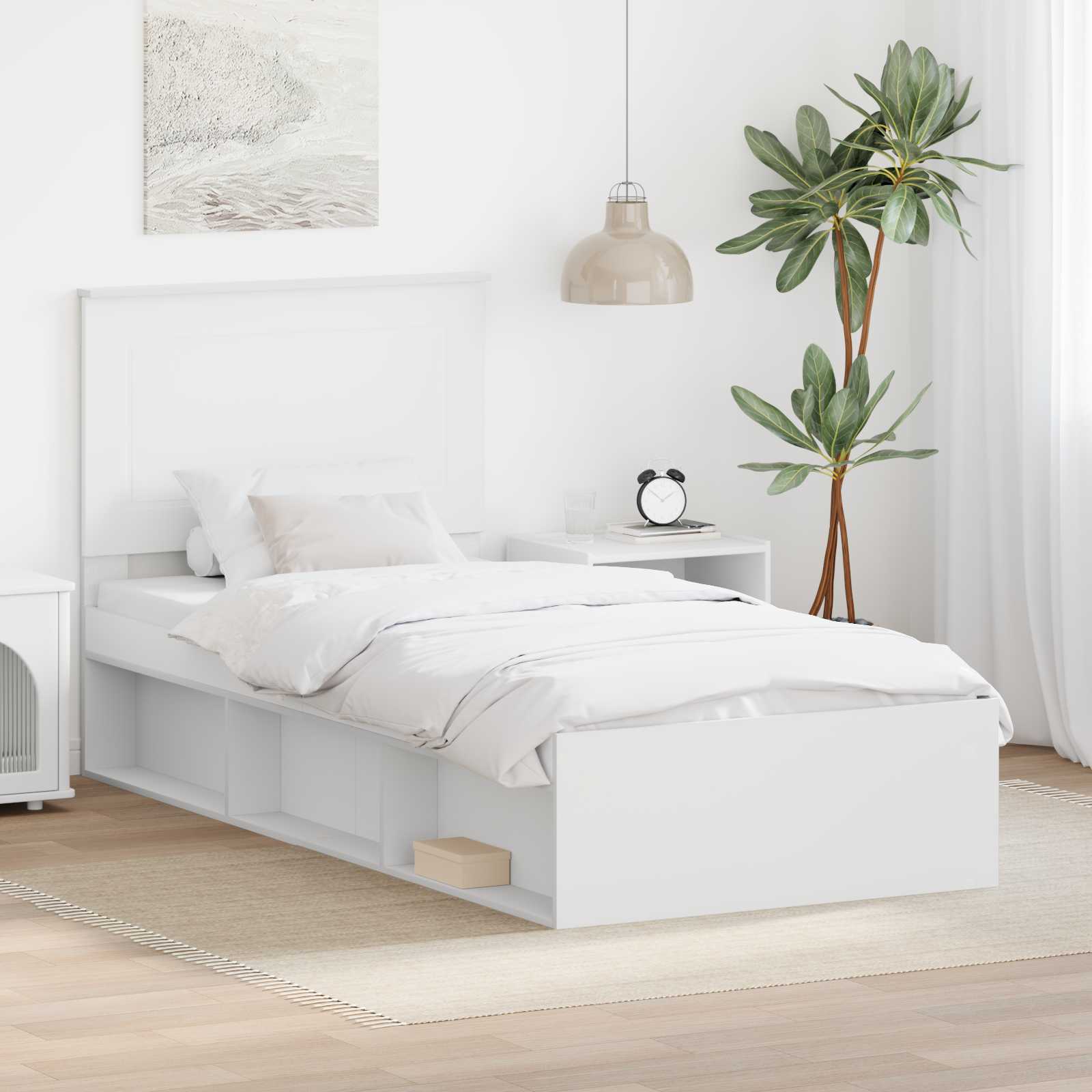 Σκελετός Κρεβατιού Λευκό 90 x 190 cm Στερεά ξυλεία πεύκου