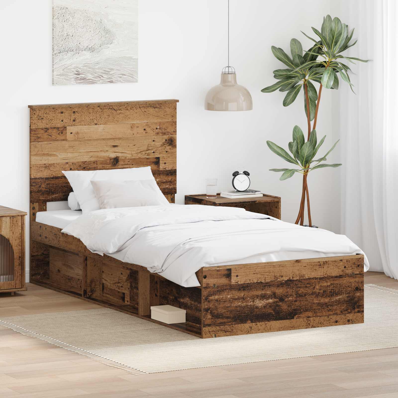 Σκελετός Κρεβατιού Παλιό ξύλο 90 x 190 cm Στερεά ξυλεία πεύκου