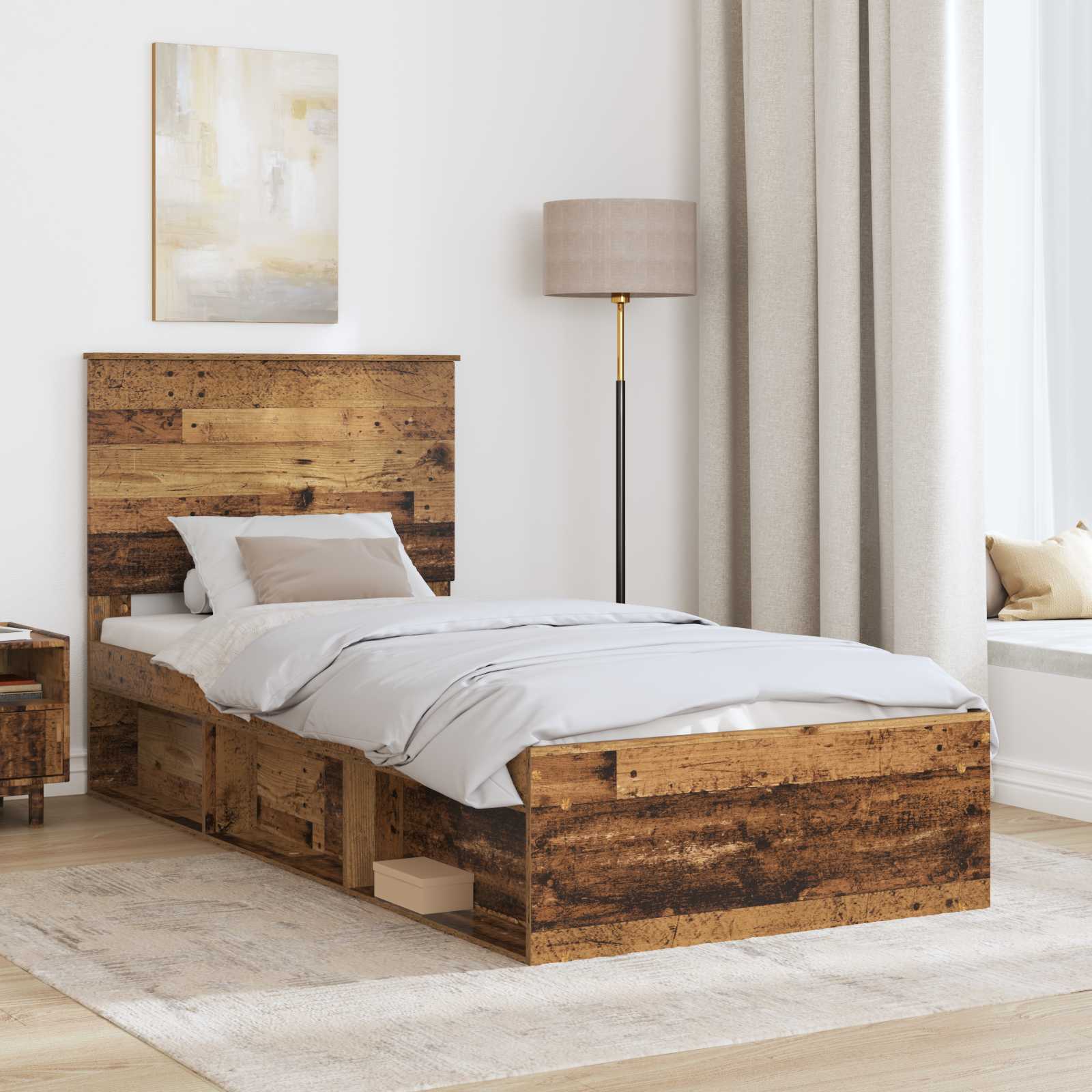 Σκελετός Κρεβατιού Παλιό ξύλο 90 x 190 cm Στερεά ξυλεία πεύκου