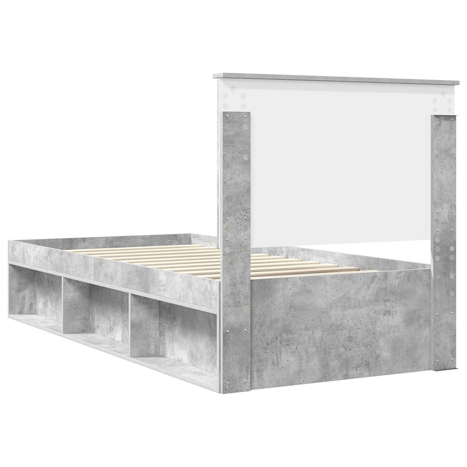 Σκελετός Κρεβατιού Γκρι Μπετόν 75 x 190 cm Στερεά ξυλεία πεύκου
