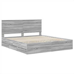 Σκελετός Κρεβατιού Γκρίζο Σονομα 180 x 200 cm Μηχανήματος Ξύλο