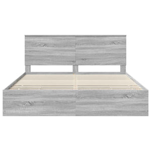 Σκελετός Κρεβατιού Γκρίζο Σονομα 180 x 200 cm Μηχανήματος Ξύλο