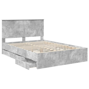 Σκελετός Κρεβατιού Σκυρόδεμα Γκρι 150 x 200 cm Μηχανήματος Ξύλο