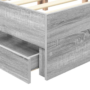 Σκελετός Κρεβατιού Γκρίζο Σονομα 150 x 200 cm Μηχανήματος Ξύλο
