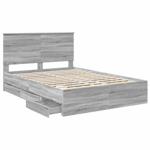 Σκελετός Κρεβατιού Γκρίζο Σονομα 150 x 200 cm Μηχανήματος Ξύλο