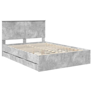 Σκελετός Κρεβατιού Σκυρόδεμα Γκρι 140 x 190 cm Μηχανήματος Ξύλο