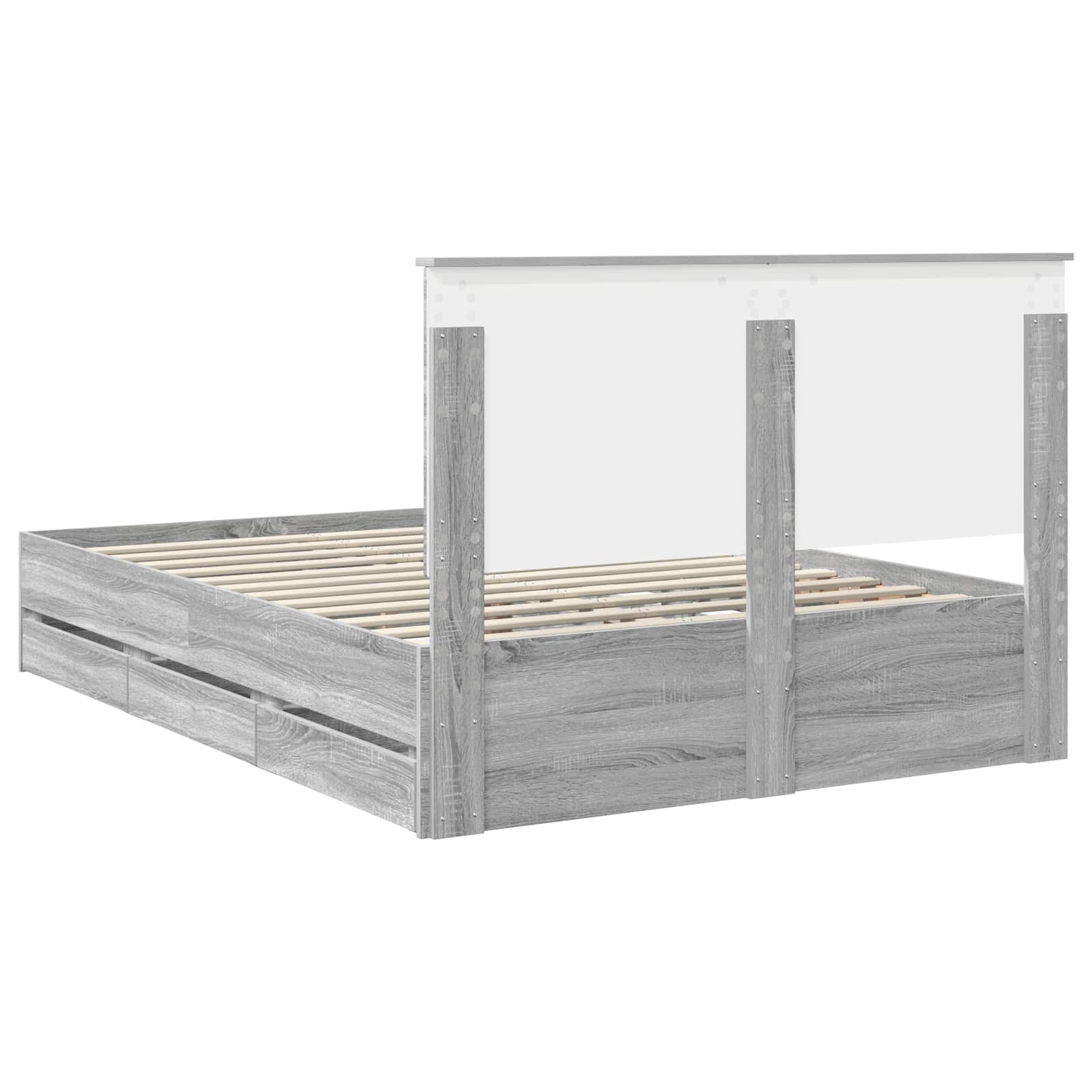 Σκελετός Κρεβατιού Γκρίζο Σονομα 140 x 200 cm Μηχανήματος Ξύλο