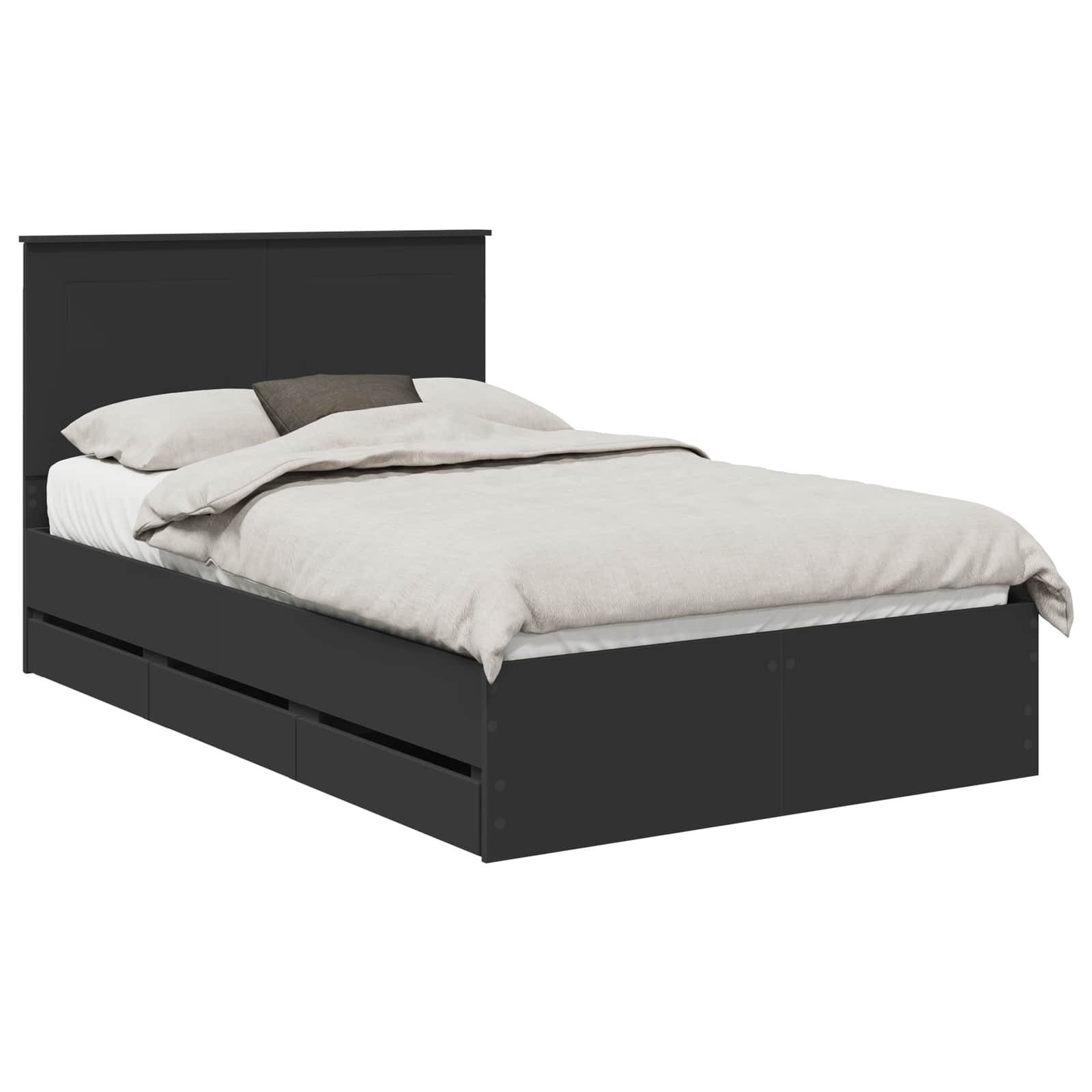 Σκελετός Κρεβατιού Μαύρο 135 x 190 cm Μηχανήματος Ξύλο