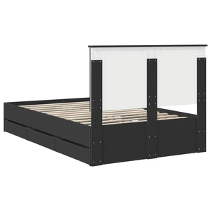 Σκελετός Κρεβατιού Μαύρο 135 x 190 cm Μηχανήματος Ξύλο