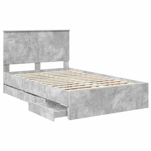 Σκελετός Κρεβατιού Σκυρόδεμα Γκρι 135 x 190 cm Μηχανήματος Ξύλο