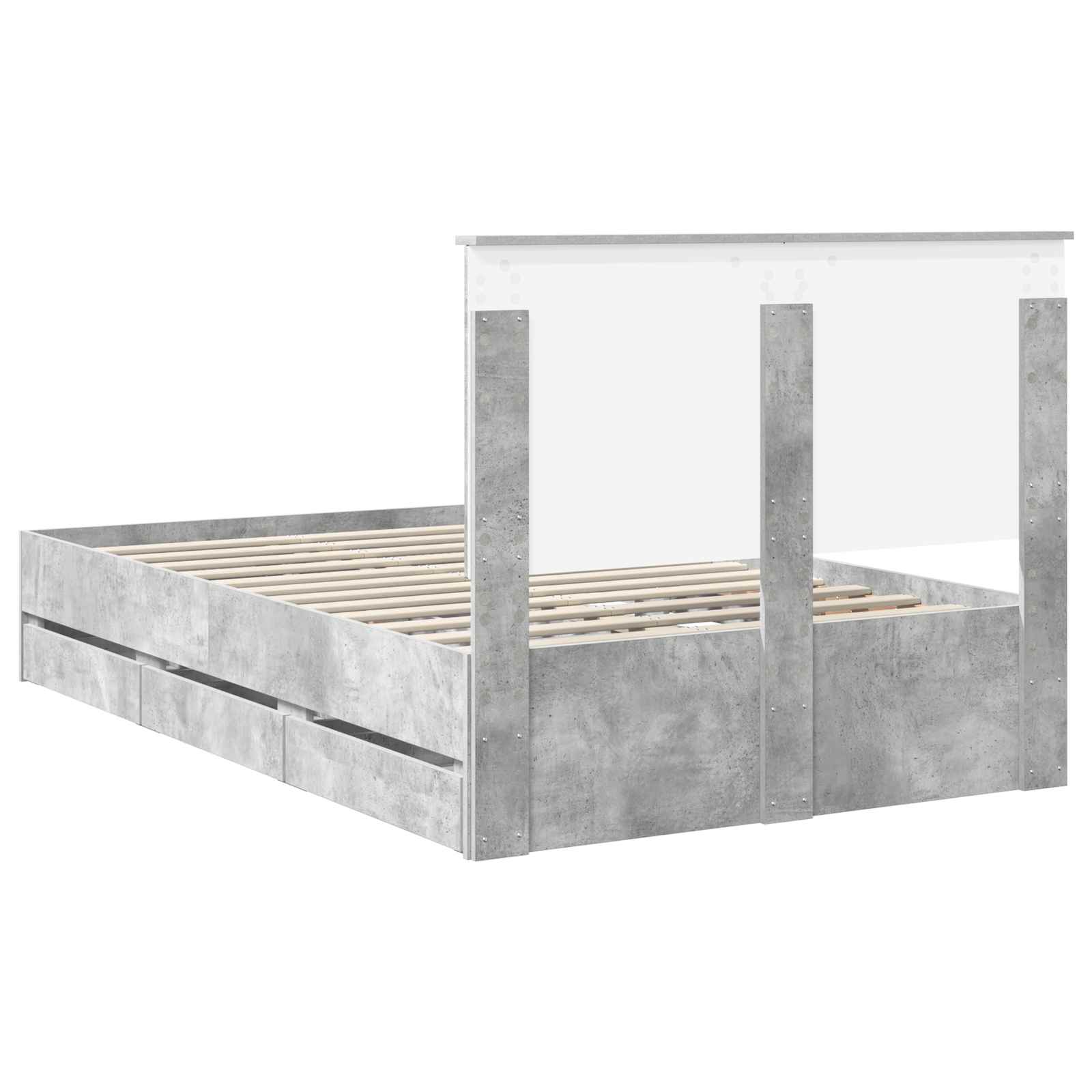 Σκελετός Κρεβατιού Σκυρόδεμα Γκρι 135 x 190 cm Μηχανήματος Ξύλο