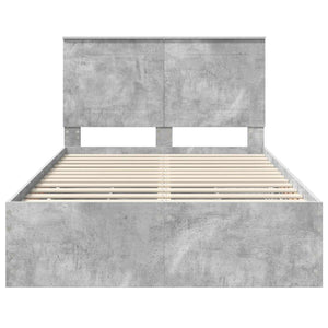 Σκελετός Κρεβατιού Σκυρόδεμα Γκρι 135 x 190 cm Μηχανήματος Ξύλο
