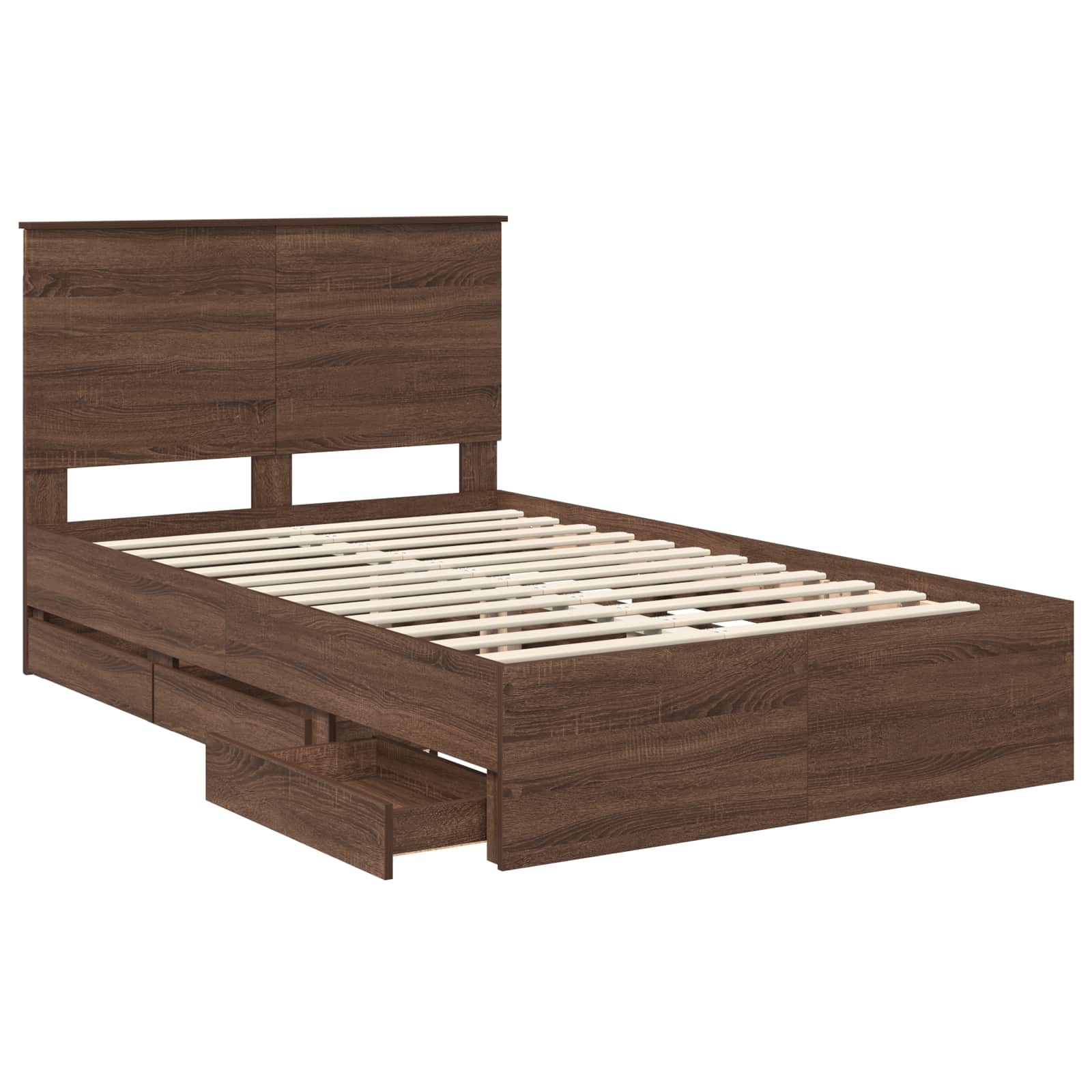 Σκελετός Κρεβατιού Καφέ δρυς 135 x 190 cm Μηχανήματος Ξύλο