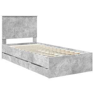 Σκελετός Κρεβατιού Σκυρόδεμα Γκρι 90 x 190 cm Μηχανήματος Ξύλο