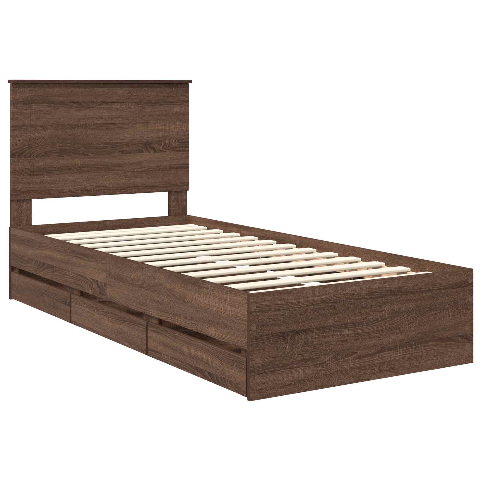 Σκελετός Κρεβατιού Καφέ δρυς 90 x 200 cm Μηχανήματος Ξύλο - Pakobazaar