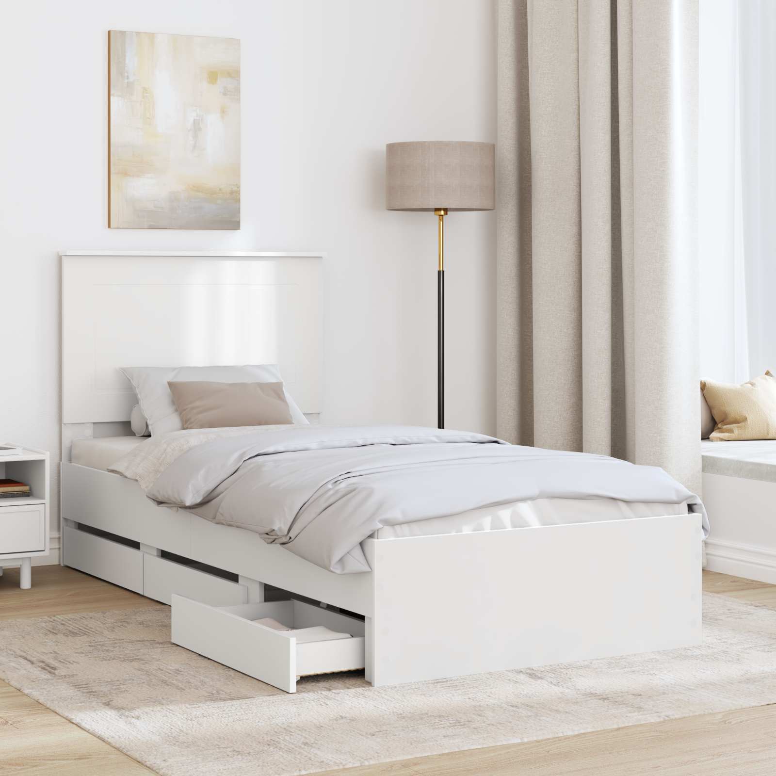 Σκελετός Κρεβατιού Λευκό 75 x 190 cm Μηχανήματος Ξύλο