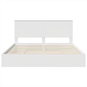 Κρεβάτι Αποθήκης Λευκό 200 x 200 cm Επεξεργασμένο ξύλο - Pakobazaar