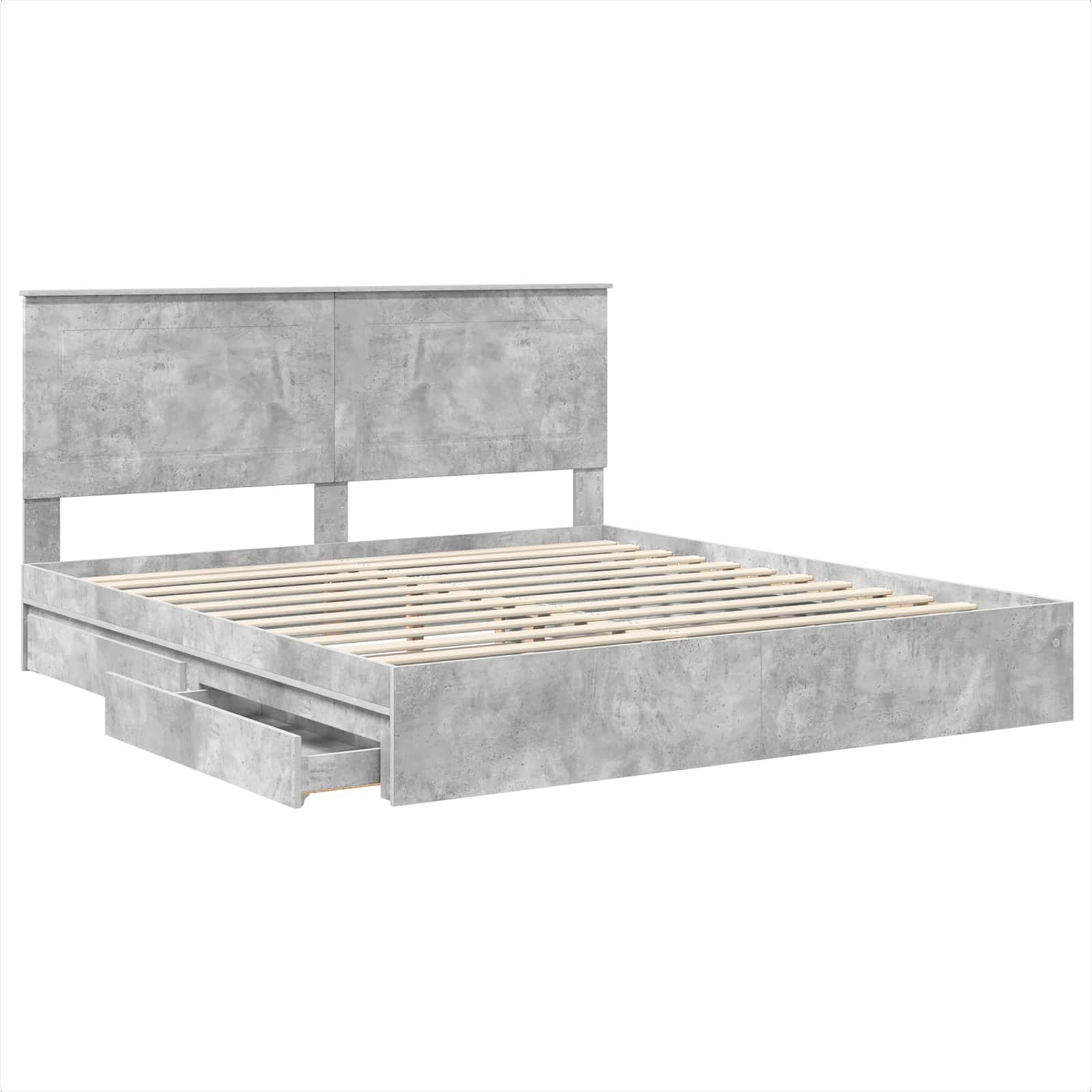 Κρεβάτι Αποθήκης Σκυρόδεμα Γκρι 200 x 200 cm Επεξεργασμένο ξύλο