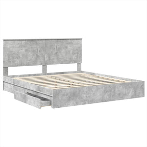 Κρεβάτι Αποθήκης Σκυρόδεμα Γκρι 200 x 200 cm Επεξεργασμένο Ξύλο