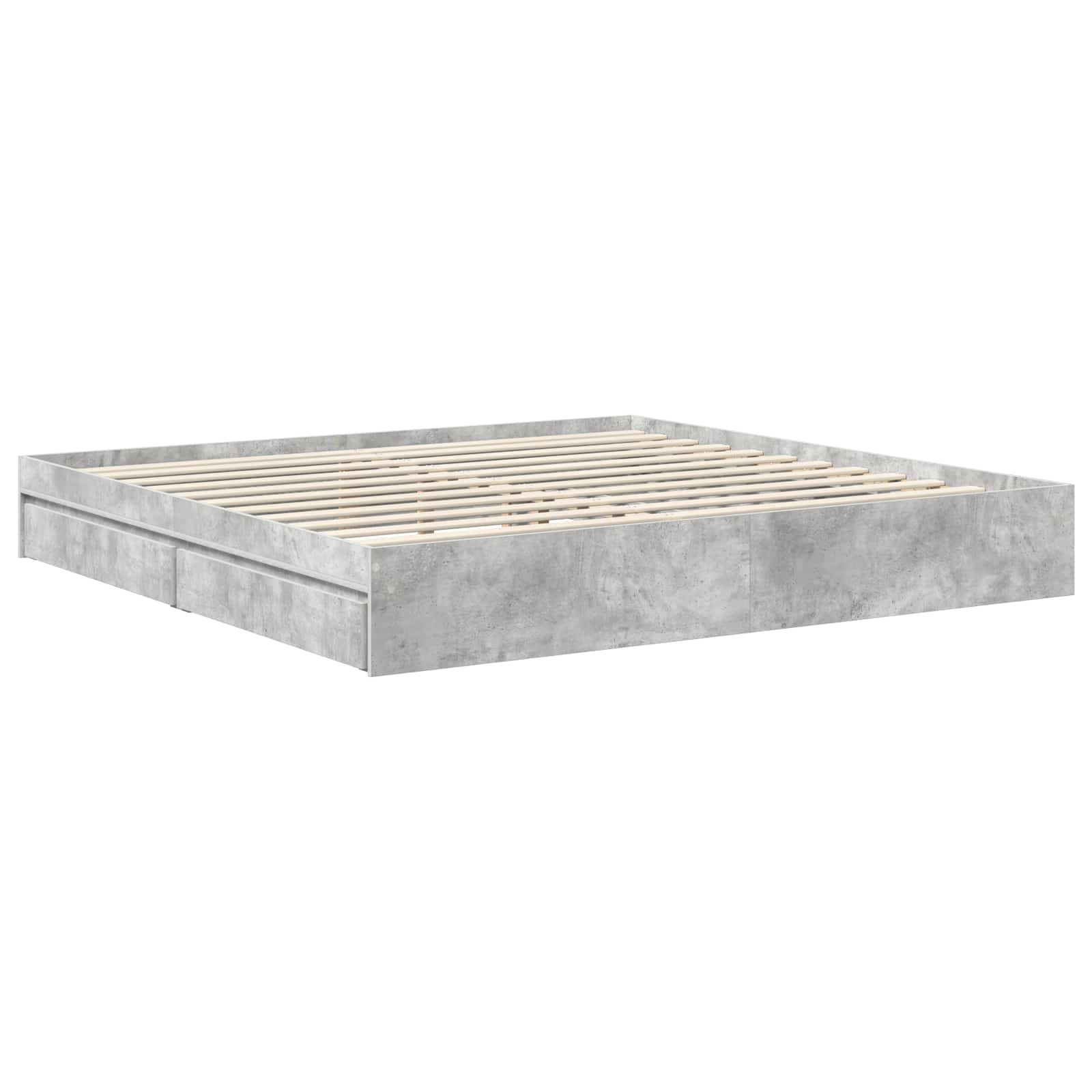 Κρεβάτι Αποθήκης Σκυρόδεμα Γκρι 200 x 200 cm Επεξεργασμένο ξύλο