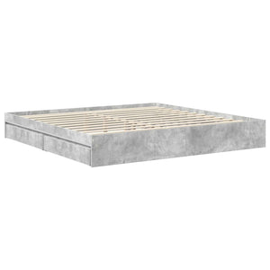 Κρεβάτι Αποθήκης Σκυρόδεμα Γκρι 200 x 200 cm Επεξεργασμένο Ξύλο