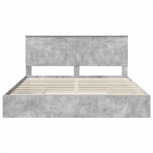 Κρεβάτι Αποθήκης Σκυρόδεμα Γκρι 200 x 200 cm Επεξεργασμένο Ξύλο