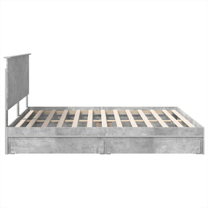 Κρεβάτι Αποθήκης Σκυρόδεμα Γκρι 200 x 200 cm Επεξεργασμένο Ξύλο