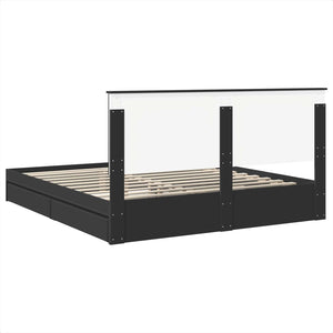 Κρεβάτι Αποθήκης Μαύρο 180 x 200 cm Επεξεργασμένο Ξύλο