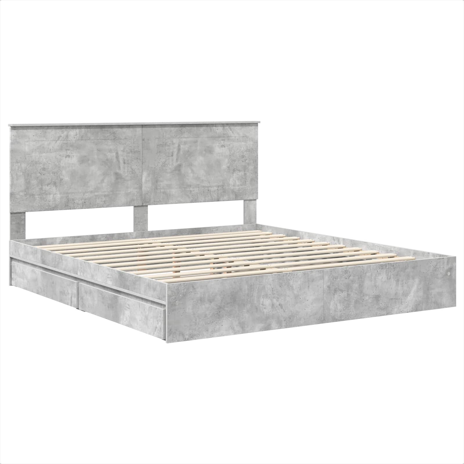 Κρεβάτι Αποθήκης Σκυρόδεμα Γκρι 180 x 200 cm Επεξεργασμένο ξύλο - Pakobazaar
