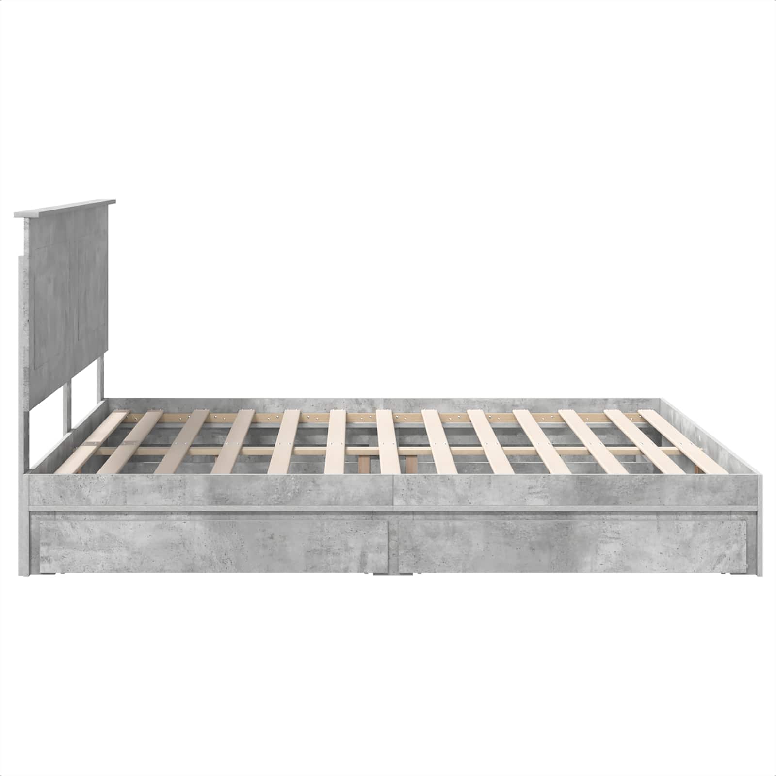 Κρεβάτι Αποθήκης Σκυρόδεμα Γκρι 180 x 200 cm Επεξεργασμένο ξύλο - Pakobazaar