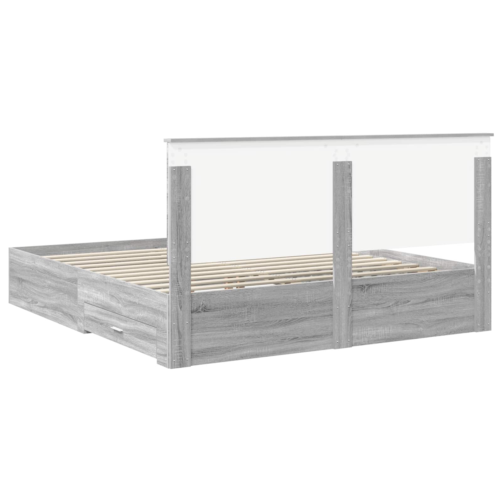 Κρεβάτι Αποθήκης Γκρίζο Σονομα 180 x 200 cm Επεξεργασμένο ξύλο