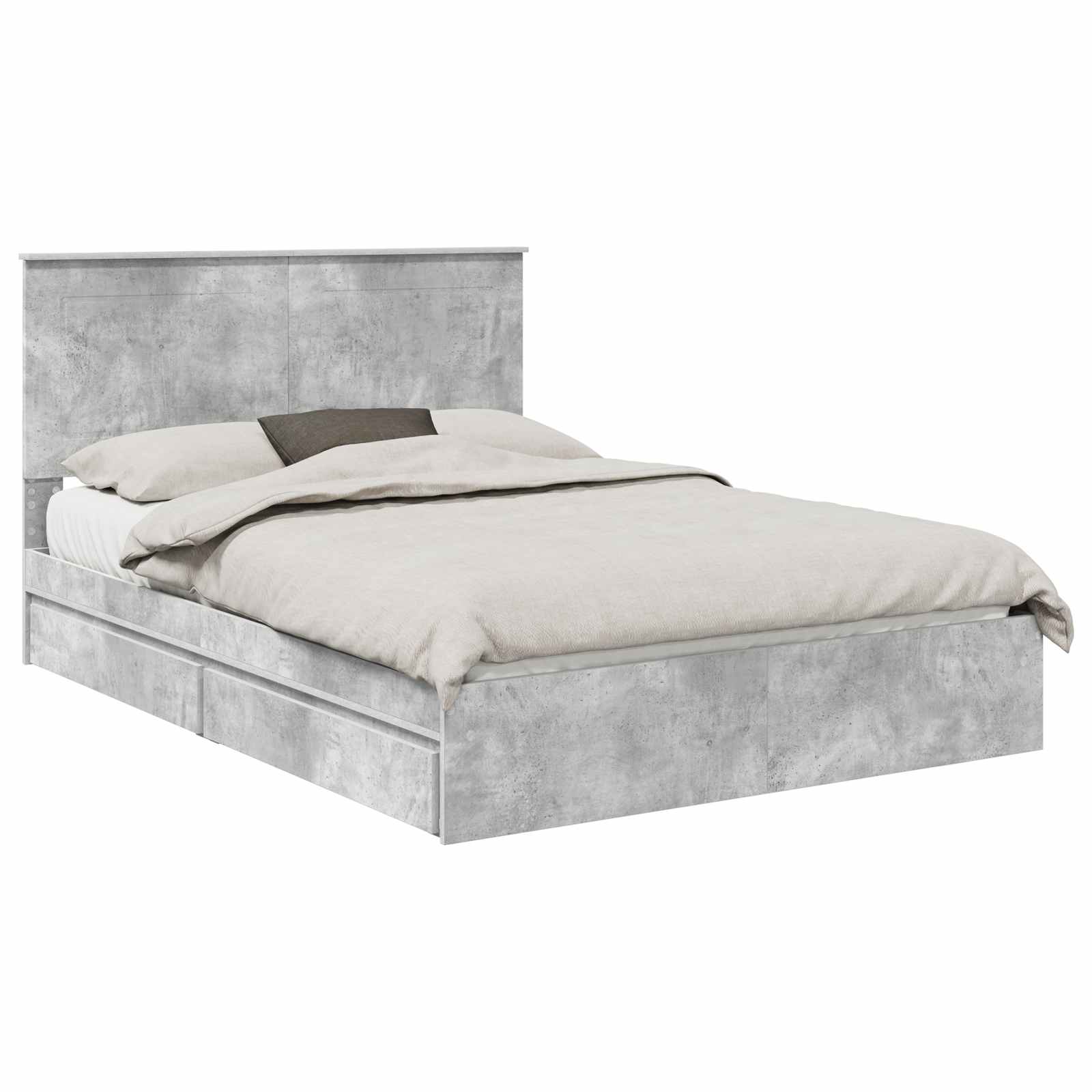 Κρεβάτι Αποθήκης Σκυρόδεμα Γκρι 150 x 200 cm Επεξεργασμένο ξύλο