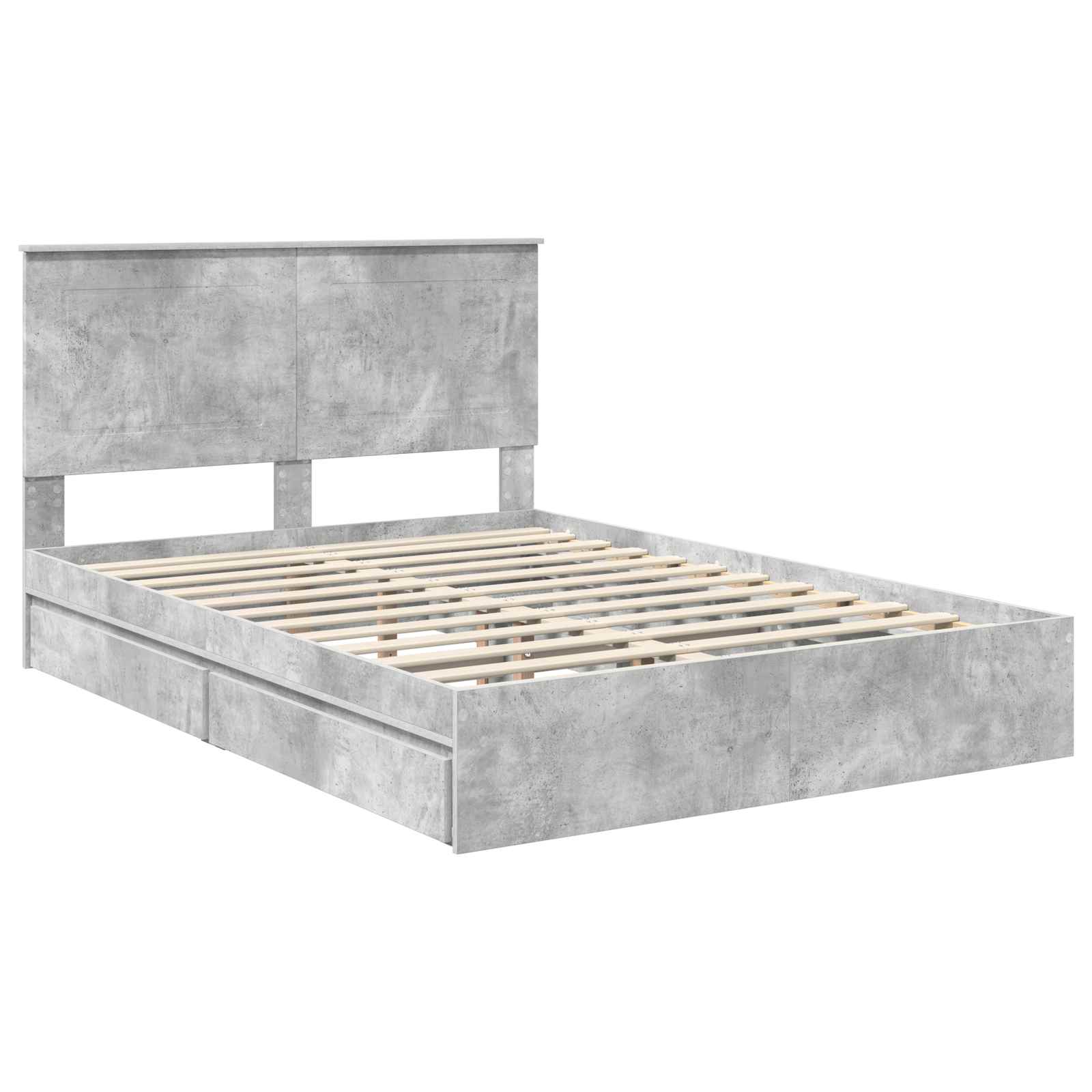 Κρεβάτι Αποθήκης Σκυρόδεμα Γκρι 150 x 200 cm Επεξεργασμένο ξύλο
