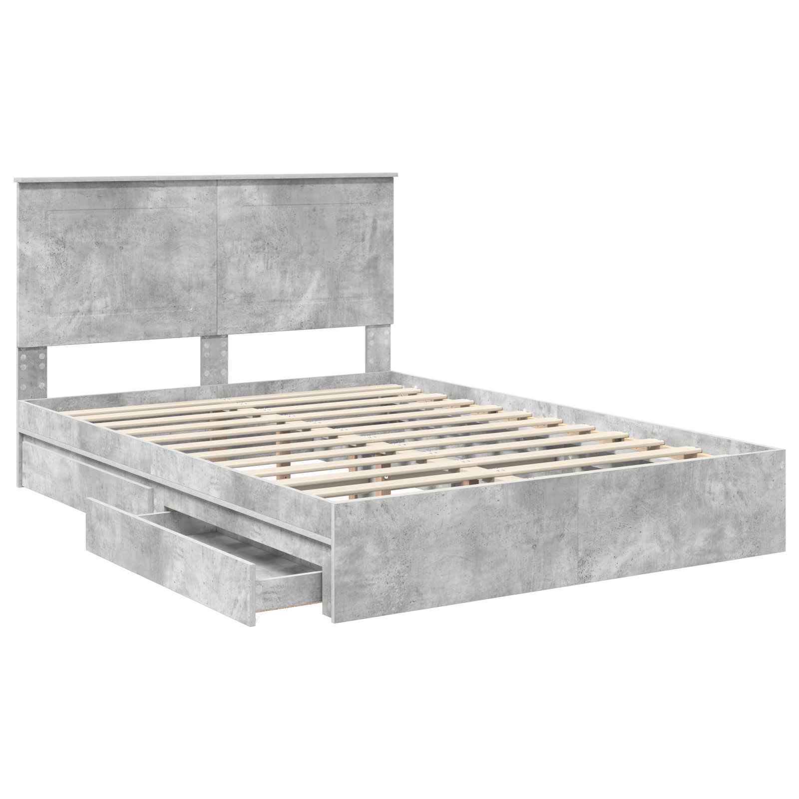 Κρεβάτι Αποθήκης Σκυρόδεμα Γκρι 150 x 200 cm Επεξεργασμένο ξύλο
