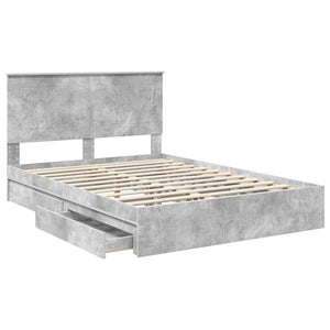 Κρεβάτι Αποθήκης Σκυρόδεμα Γκρι 150 x 200 cm Επεξεργασμένο Ξύλο