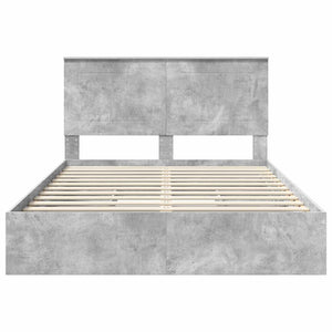 Κρεβάτι Αποθήκης Σκυρόδεμα Γκρι 150 x 200 cm Επεξεργασμένο Ξύλο