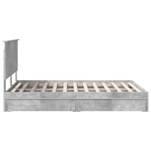 Κρεβάτι Αποθήκης Σκυρόδεμα Γκρι 150 x 200 cm Επεξεργασμένο Ξύλο