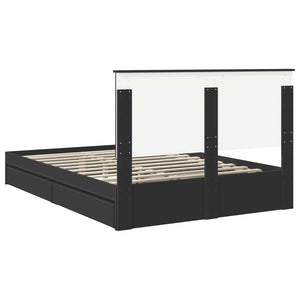 Κρεβάτι Αποθήκης Μαύρο 140 x 200 cm Επεξεργασμένο Ξύλο