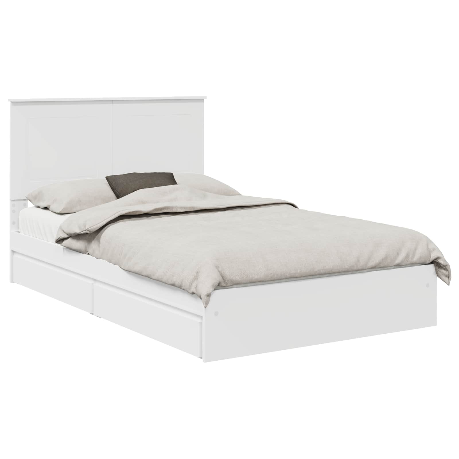 Κρεβάτι Αποθήκης Λευκό 135 x 190 cm Επεξεργασμένο Ξύλο - Pakobazaar