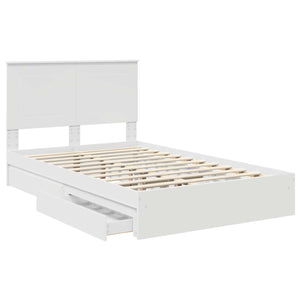 Κρεβάτι Αποθήκης Λευκό 135 x 190 cm Επεξεργασμένο Ξύλο - Pakobazaar