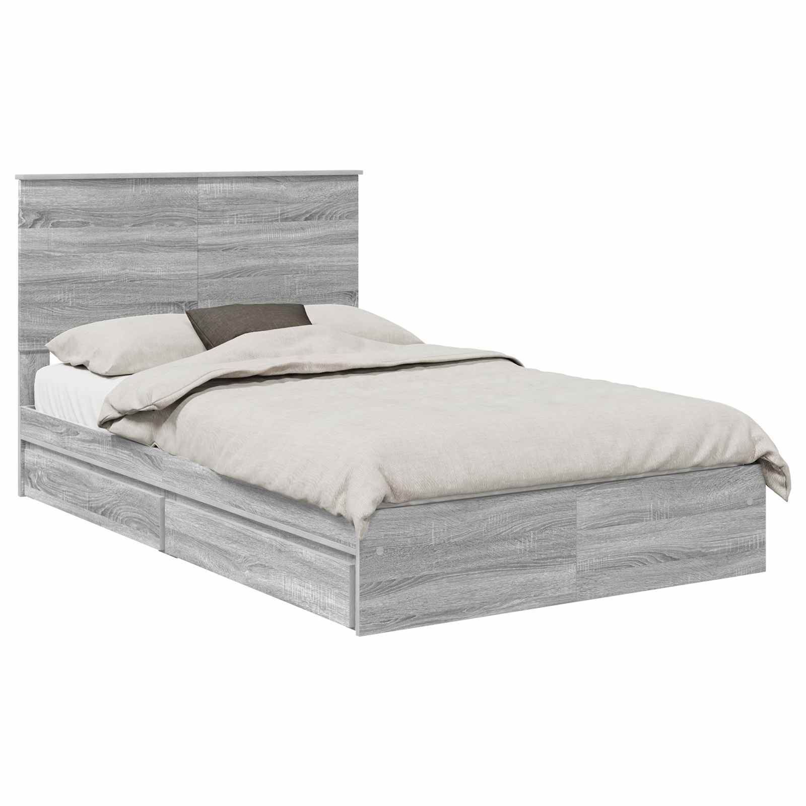 Κρεβάτι Αποθήκης Γκρίζο Σονομα 135 x 190 cm Επεξεργασμένο Ξύλο